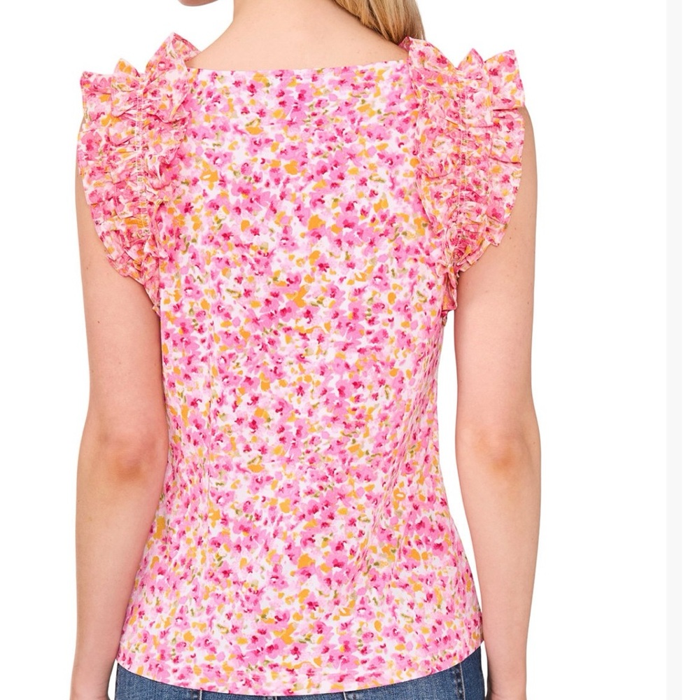CeCe Pink Floral Ruffle Blouse - Picture 2 of 11